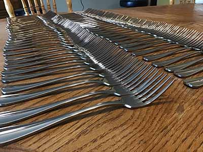 dinner forks (stainless steel, Winco 0034-05 Stanford Extra Heavy 18/8)
