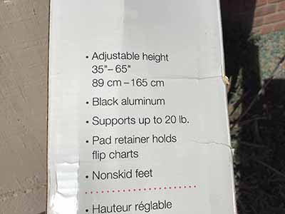 easel with pad retainer (black aluminum) - 35 to 65