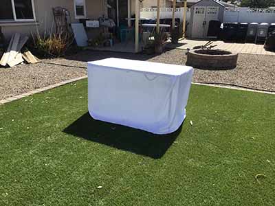 fitted polyester tablecloth for 4-foot rectangle tables (white)