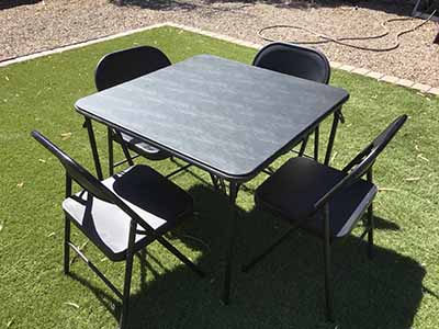 34 inch square tables (faux leather, black)