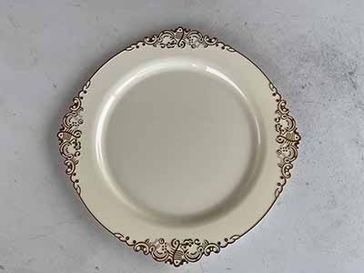 charger plates (ivory with gold embossed baroque rim) - 13