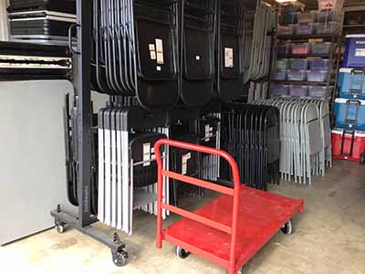 folding chairs (black resin w/silver steel frame)