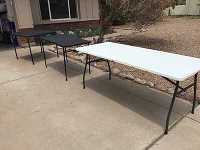 4 foot rectangle tables (adjustable heights)