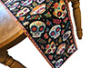 table runner  Dia De Los Muertos  sugar skulls  leaves  crosses    13  x 108 