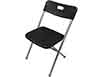 folding chairs  black plastic w silver metal frame 