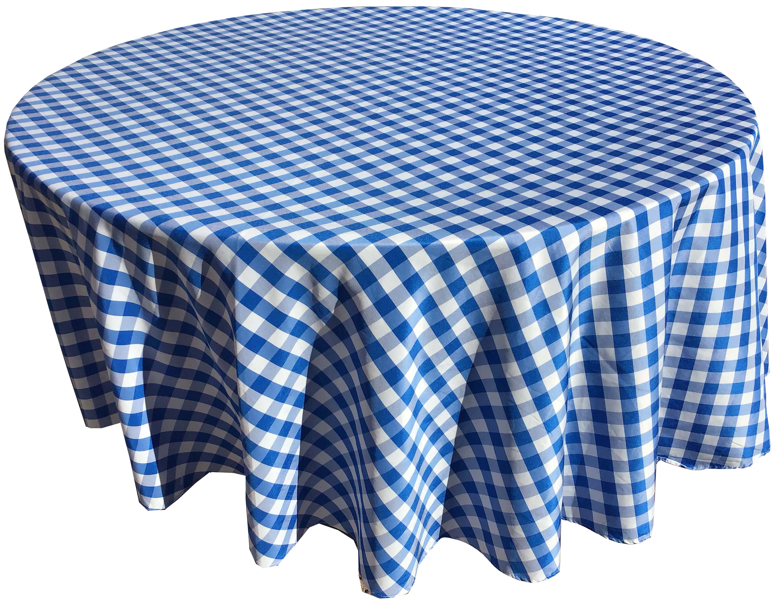 round tablecloths (white/blue buffalo plaid checkered gingham) - 108