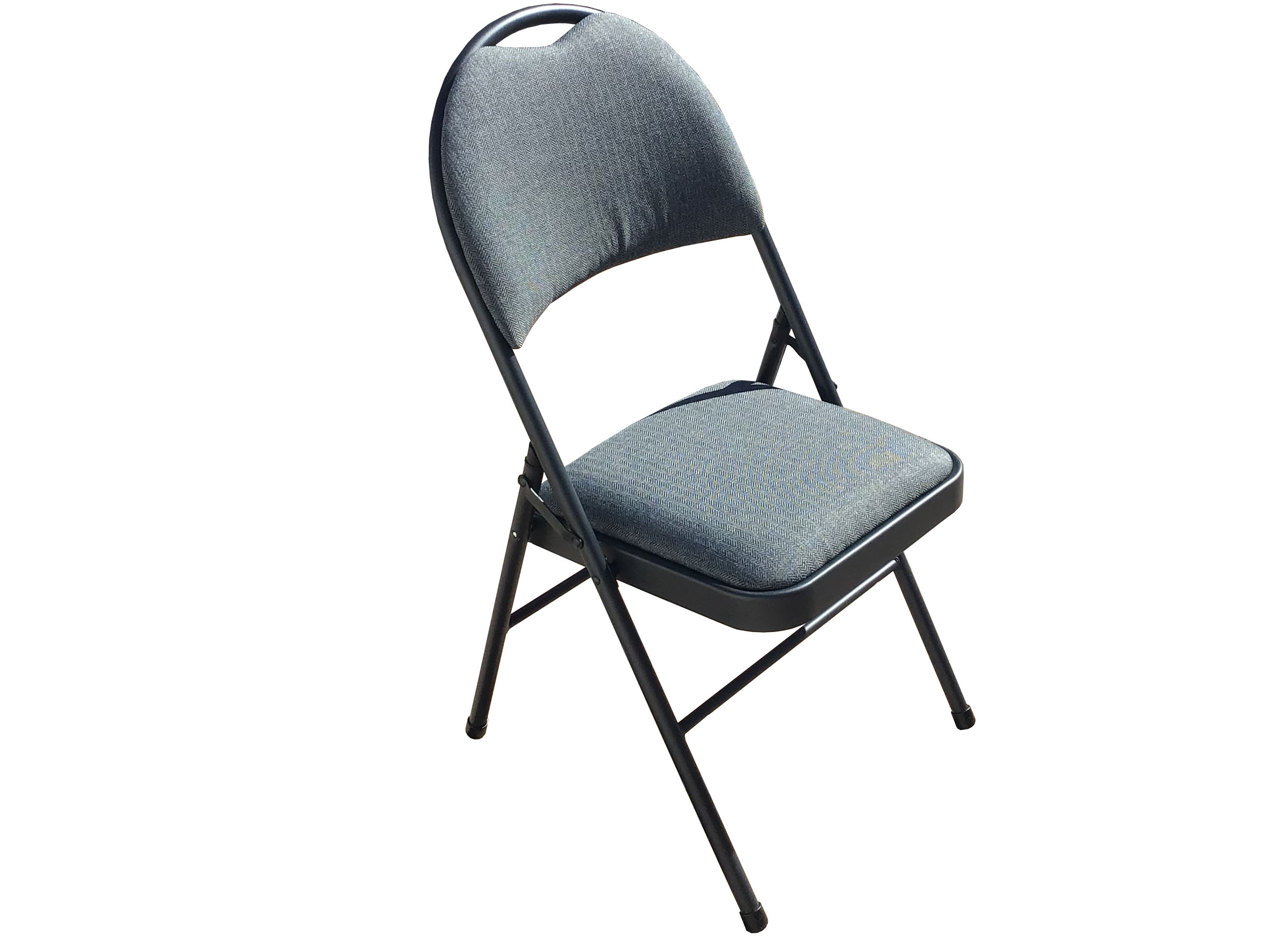 folding chairs (deluxe, padded, gray/black, highback)