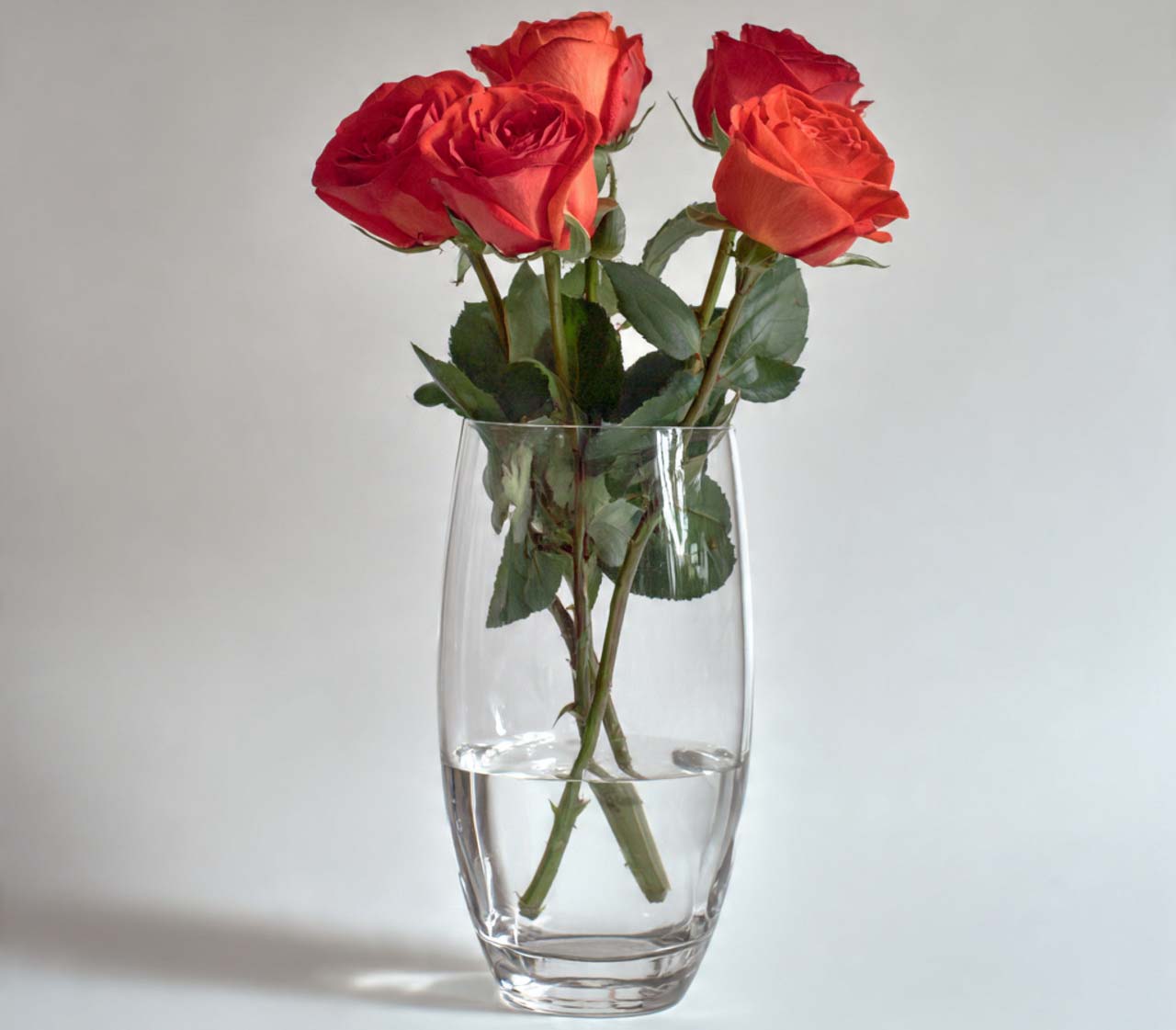 centerpiece - glass vase with red silk roses