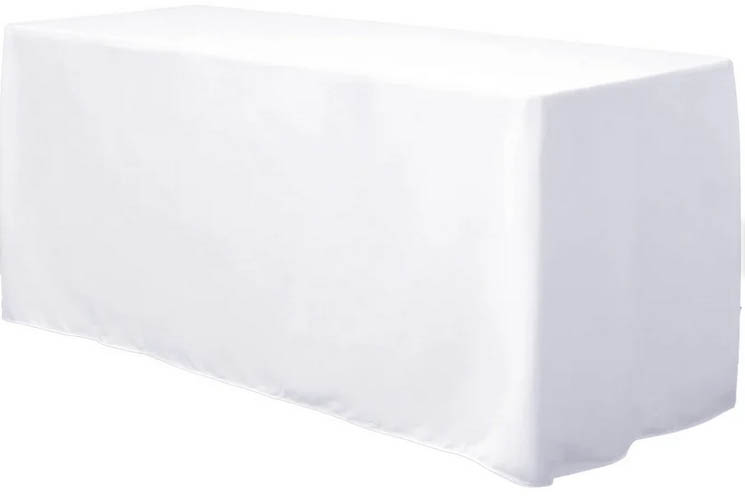 fitted polyester tablecloth for 4-foot rectangle tables (white)